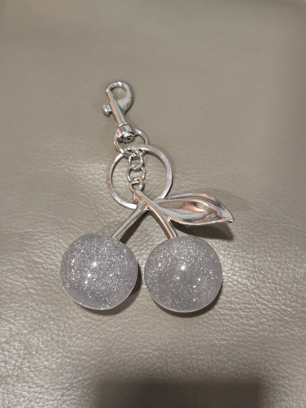Sparkling Silver Cherries Bag Charm/ Keychain